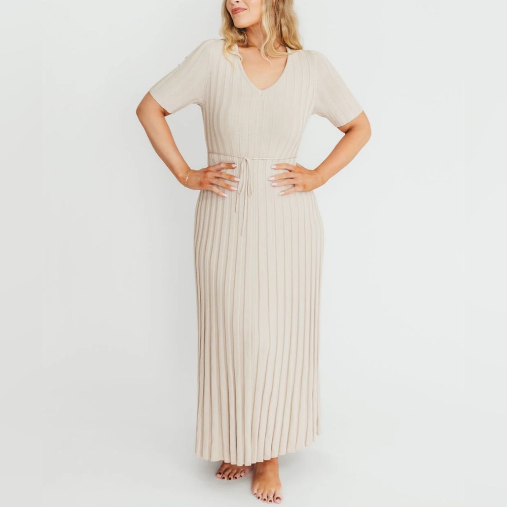 Oakley Ribbed Maxi Dress in Dusty Taupe - Bump Friendly